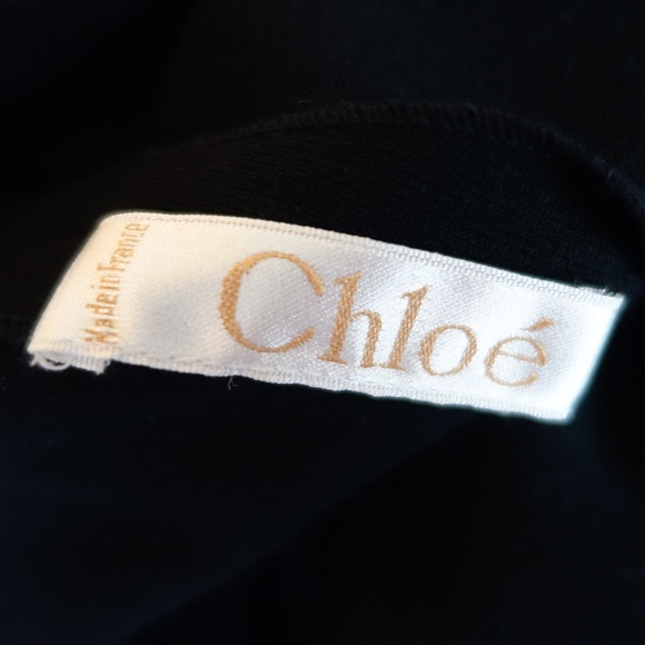 Vintage Chloe Black Small Slit Skirt w/ Elastic Waist Made In France, Size 22 in - Picture 4 of 5